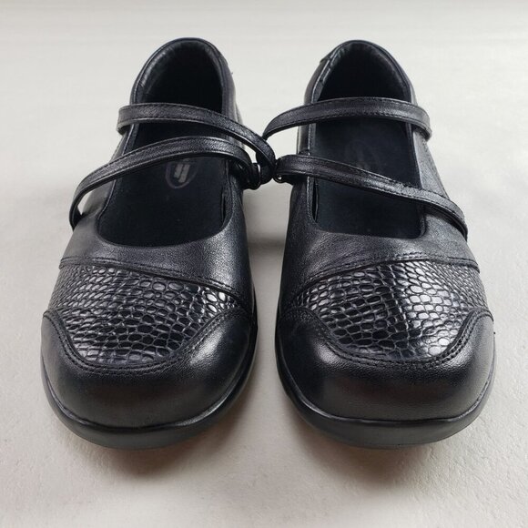 Aetrex Julia Mary Jane Shoe Womens 6.5 X Wide Black Leather Hook Loop Comfort - Picture 5 of 10